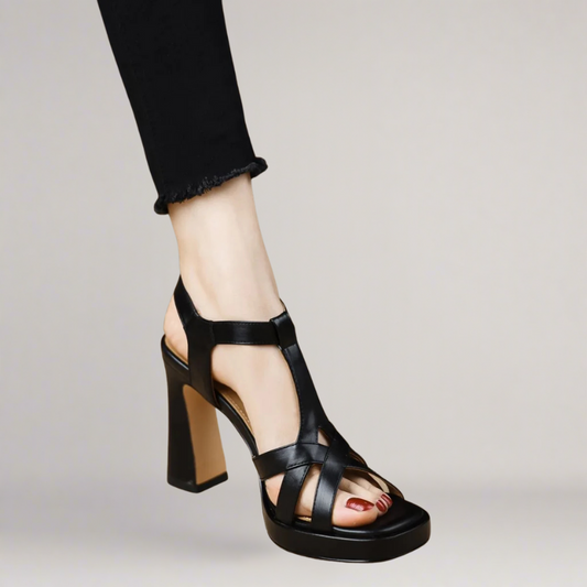 Stephens - Sandalias Artesanales de Piel Sintética Con Tacón Alto