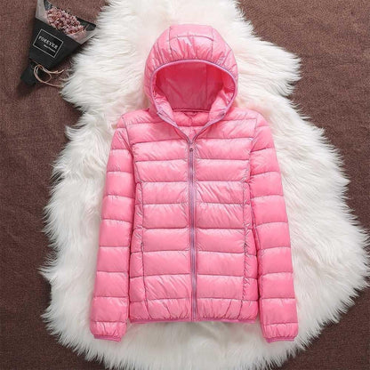 Manuela - Chaqueta Impermeable Con Plumas de Pato Blancas