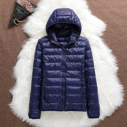 Manuela - Chaqueta Impermeable Con Plumas de Pato Blancas