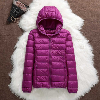 Manuela - Chaqueta Impermeable Con Plumas de Pato Blancas