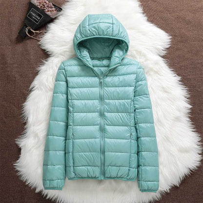 Manuela - Chaqueta Impermeable Con Plumas de Pato Blancas