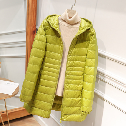 Manuela - Chaqueta Impermeable Con Plumas de Pato Blancas