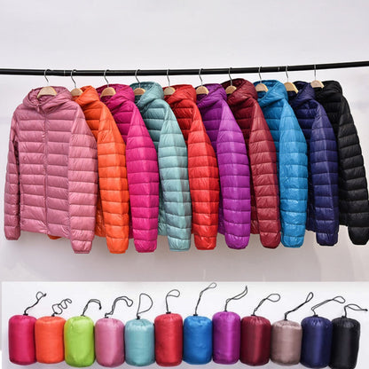 Manuela - Chaqueta Impermeable Con Plumas de Pato Blancas